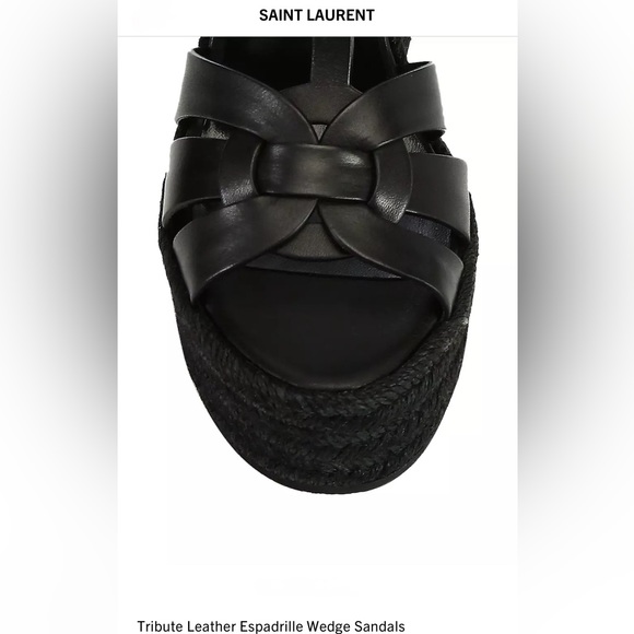 New in box Saint Laurent Tribute 85 Leather Espadrille Wedge - Picture 4 of 5